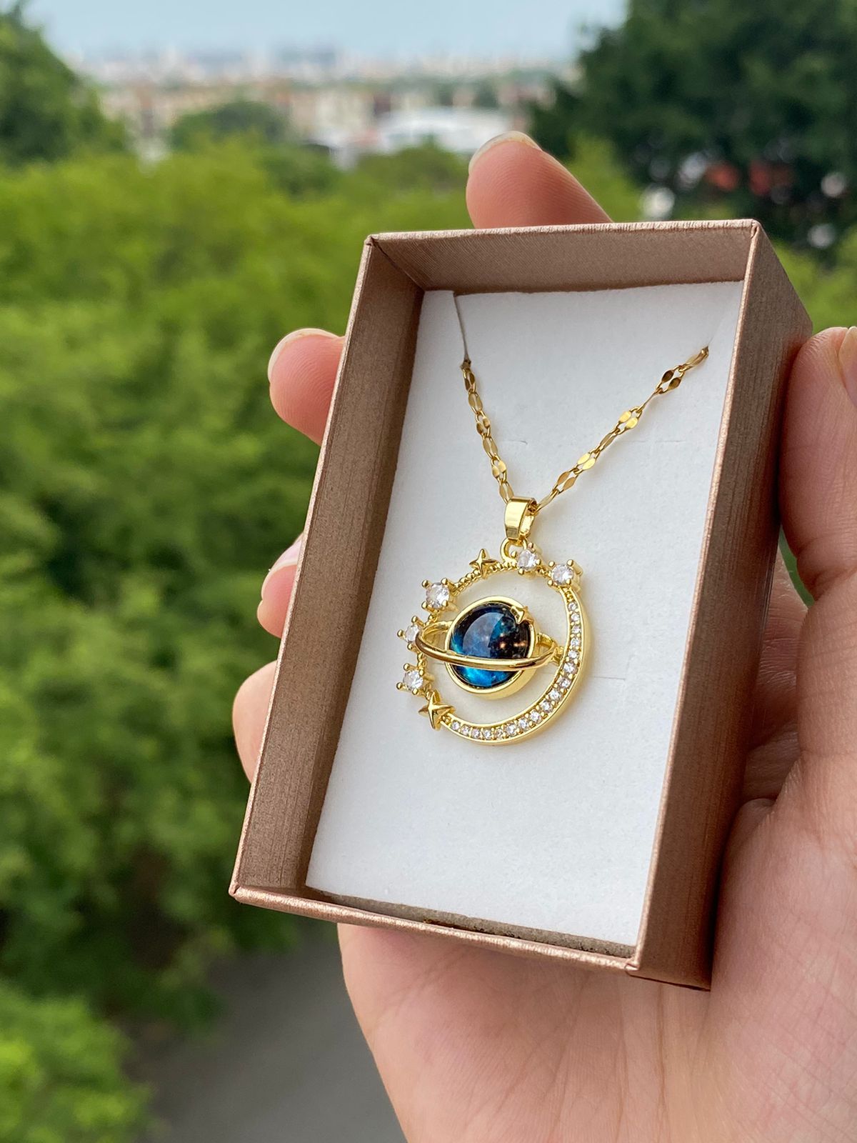 Collar Planeta Saturno Luna2 +CAJAREGALO