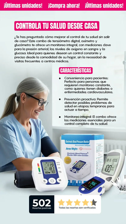 Tensiometro + glucometro y oximetro